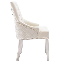 Maison Chic Lot de 2 Chaises à manger | Chaise de salle à manger cuisine crème velours -GKD71043 pas cher