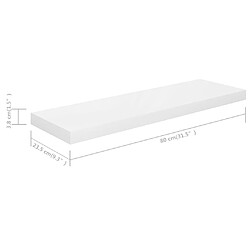 vidaXL Étagère murale flottante 4 pcs Blanc brillant 80x23,5x3,8cm MDF pas cher