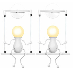 Stoex Applique Murale Simple Poupée De Mode Balançoire Enfants Lampe Mur Moderne Gens Fer Salon Chambre Créative Lumière ( 2pcs B Applique Murale Simple Poupée De Mode Balançoire Enfants Lampe Mur Moderne Gens Fer Salon Chambre Créative Lumière ( 2pcs Blanc)