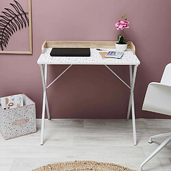 The Home Deco Factory Bureau en métal et MDF Terrazzo rose.