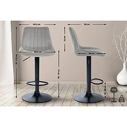 Non Lot de 2 tabourets de bar Toni velours noir