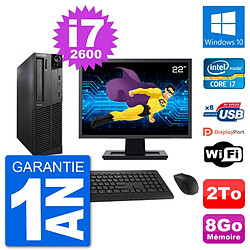 PC Lenovo M92p SFF Ecran 22" Intel i7-2600 RAM 8Go Disque 2To Windows 10 Wifi - Occasion