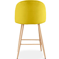 Avis ICONIK INTERIOR Tabouret tapissé en velours - Design scandinave - 63cm - Evelyne Jaune