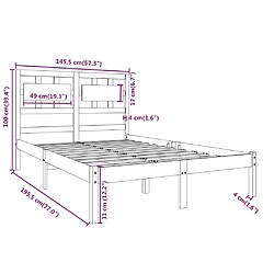 vidaXL Cadre de lit sans matelas blanc 140x190 cm bois massif pas cher