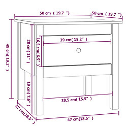 vidaXL Tables d'appoint 2 pcs Noir 50x50x49 cm Bois massif de pin pas cher