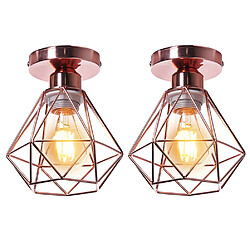 Stoex 2PCS Plafonnier Rétro Or Rose Lampe de Plafond E27 Cage en Métal Luminaire Plafonnier Vintage D'Intérieur