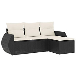 vidaXL Salon de jardin 4 pcs avec coussins noir résine tressée