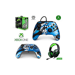 Pack Manette XBOX ONE-S-X-PC Camouflage BLEU METAL EDITION SPECIALE+ Casque Gamer PRO H3 VERT SPIRIT OF GAMER XBOX ONE/S/X/PC 