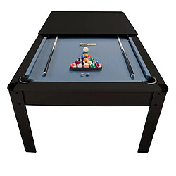 Play4Fun Billard Américain HARMONY 6Ft - 206,5 x 116,5 x 80 cm avec accessoires et plateau dînatoire - Couleur Noir 