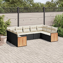 Maison Chic Ensemble Tables et chaises d'extérieur 9 pcs avec coussins,Salon de jardin noir résine tressée -GKD361084