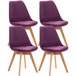 Decoshop26 Lot de 4 chaises de salle à manger design scandinave en tissu velours violet pieds bois clair CDS10387 