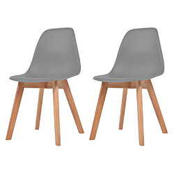 vidaXL Chaises à manger lot de 2 Gris Plastique