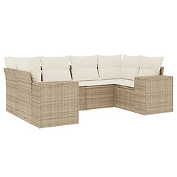 vidaXL Salon de jardin avec coussins 6 pcs beige résine tressée