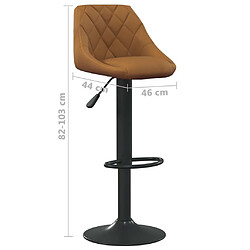 vidaXL Tabourets de bar lot de 2 marron velours pas cher