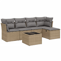 vidaXL Salon de jardin avec coussins 6pcs mélange beige résine tressée