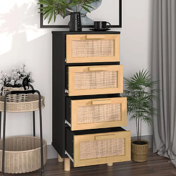 Avis Maison Chic Buffet,Meuble de Rangement,commode pour salon,Cuisine Noir 40x30x90 cm Bois de pin massif et rotin naturel -MN91147