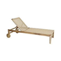 Aubry Gaspard Chaise bain de soleil en teck et cannage synthétique BAIA Droit.