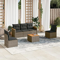 Maison Chic Ensemble Tables et chaises d'extérieur 6pcs avec coussins,Salon de jardin gris résine tressée -GKD948778