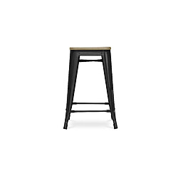 ICONIK INTERIOR Tabouret de bar design industriel - bois et acier - 61cm - Stylix Violet