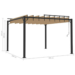 vidaXL Tonnelle avec toit à persienne 3x3 m Taupe Tissu et aluminium pas cher