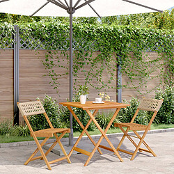 vidaXL Ensemble de bistro 3 pcs beige résine tressée et bois massif 