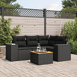 Maison Chic Salon de jardin 5 pcs avec coussins | Ensemble de Table et chaises | Mobilier d'Extérieur noir résine tressée -GKD93832