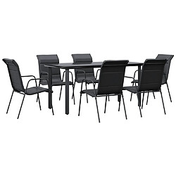 vidaXL Ensemble à manger de jardin 7 pcs noir textilène et acier