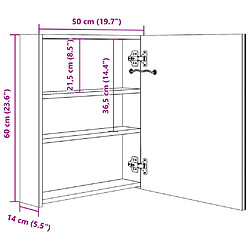 vidaXL Armoire de salle de bain à miroir LED 50x13,5x60 cm pas cher