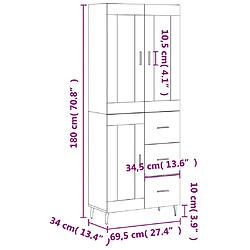 vidaXL Buffet haut Sonoma gris 69,5x34x180 cm Bois d'ingénierie pas cher