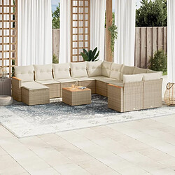 Maison Chic Salon de jardin avec coussins 12 pcs, Ensemble Tables et chaises de jardin, beige résine tressée -GKD924501