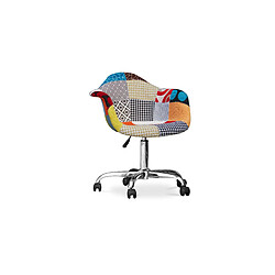 Avis ICONIK INTERIOR Chaise de bureau avec accoudoirs - Chaise de bureau à roulettes - Tapissée en patchwork - Patty Multicolore