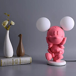 Universal Dessin animé souris lampe de table designer salon nordique enfant chambre princesse lampe de chevet net rouge mignon dimmer lumineux (rose) 