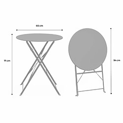 Acheter Table de jardin bistrot pliable - Emilia ronde vert de gris- Table ronde Ø60cm en acier thermolaqué | sweeek