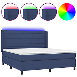 vidaXL Sommier à lattes de lit matelas et LED Bleu 180x200 cm Tissu