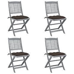 vidaXL Chaises pliables d'extérieur lot de 4 et coussins Bois d'acacia