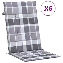 Maison Chic Coussins Confort,Coussins de chaise jardin à dossier haut lot de 6 carreaux gris -GKD16148