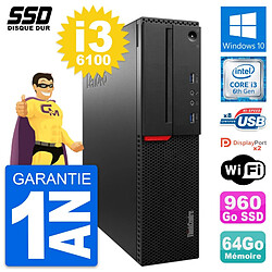 PC Lenovo ThinkCentre M800 SFF Intel i3-6100 RAM 64Go SSD 960Go Windows 10 Wifi · Occasion 