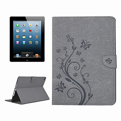 Wewoo Smart Cover gris pour iPad 4 fleurs pressées motif papillon flip horizontal PU étui en cuir avec boucle magnétique et titulaire fentes cartes porte-monnaie