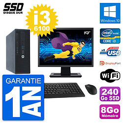 PC HP ProDesk 400 G3 SFF Ecran 19" i3-6100 RAM 8Go SSD 240Go Windows 10 Wifi · Occasion 