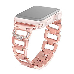 Wewoo Bracelet en acier inoxydable serti de diamants pour Apple Watch séries 5 et 4 40 mm / 3 et 2 et 1 38 mm or rose 