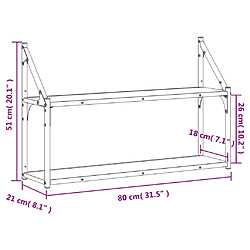 vidaXL Étagère murale 2 niveaux chêne fumé 80x21x51 cm bois ingénierie pas cher