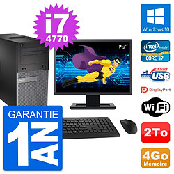 PC Tour Dell OptiPlex 3020 Ecran 19" i7-4770 RAM 4Go Disque 2To Windows 10 Wifi · Occasion 