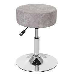 Decoshop26 Tabouret de maquillage coiffeuse réglable en hauteur Ø 35cm faux suède gris vintage 04_0005329 