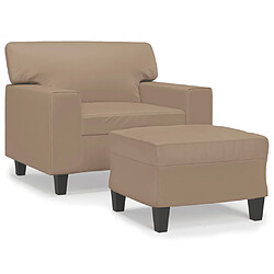 vidaXL Fauteuil avec repose-pied Cappuccino 60 cm Similicuir