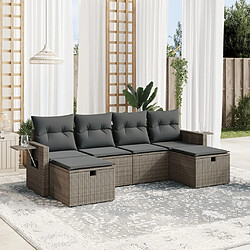 Maison Chic Ensemble Tables et chaises d'extérieur 6pcs avec coussins,Salon de jardin gris résine tressée -GKD727916