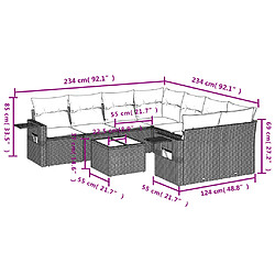 vidaXL Salon de jardin avec coussins 9 pcs beige résine tressée pas cher