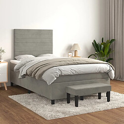 Maison Chic Lit Adulte - Lit simple Lit à sommier tapissier et matelas moelleux - Meuble de Chambre - Gris clair 120x200cm Velours -MN26765