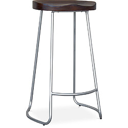 ICONIK INTERIOR Tabouret de bar - Design industriel - Bois et métal - 76 cm - Aiyana Acier 