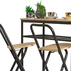 Ensemble de table de bar 5 étagères avec 2 tabourets pliable en bois avec struture en métal noir+Urban Living pas cher