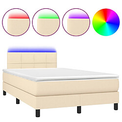 Maison Chic Lit adulte- Lit + matelas + LED,Sommier à lattes de lit matelas et LED crème 120x190 cm tissu -GKD32714